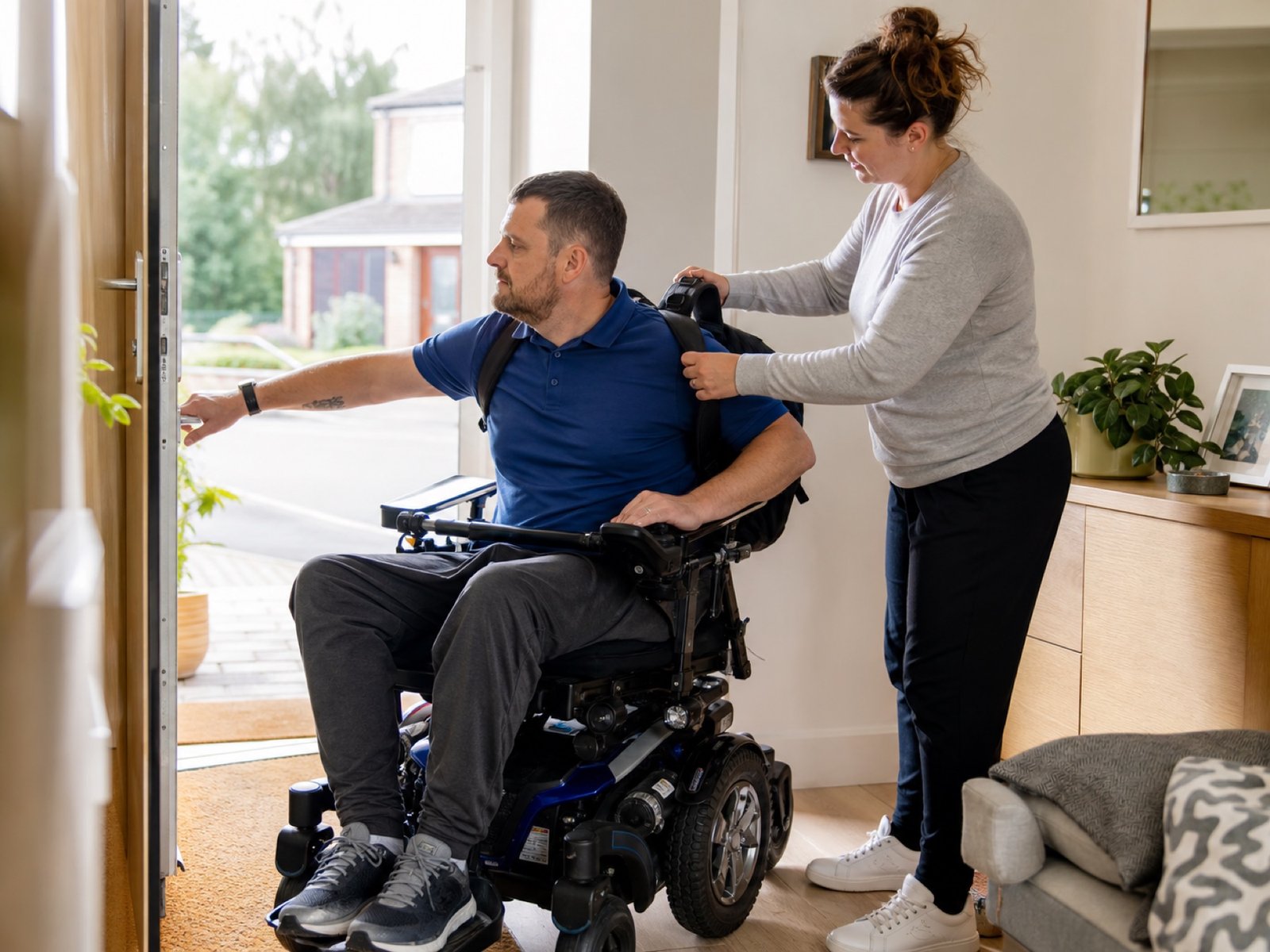 A person with a spinal cord injury supported at home