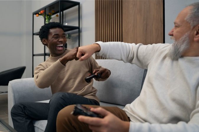 side-view-men-playing-videogame